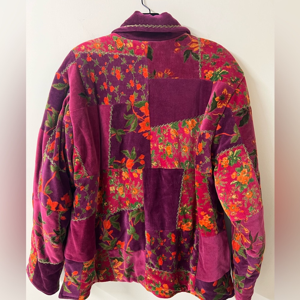 April Cornell Patchwork Velvet Jacket Small Rever… - image 5